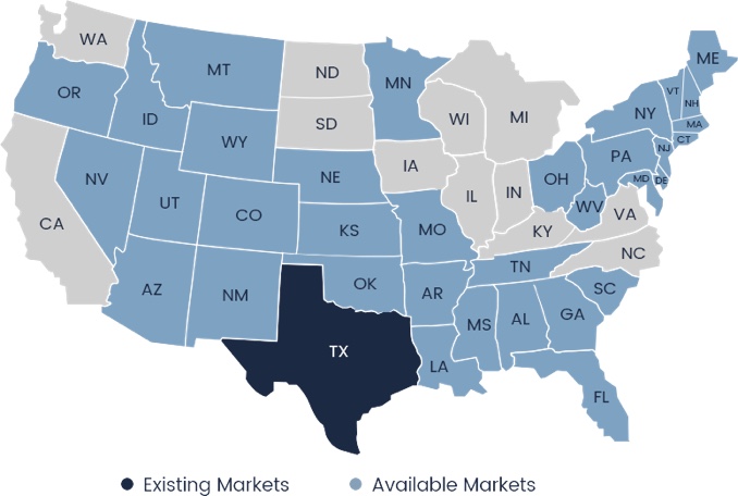 US Map - Available Markets US Map - Available Markets